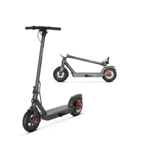 Two electric scooters side by side on a white background.