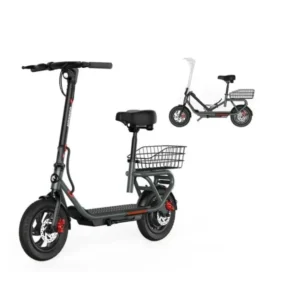 A scooter and a bike are shown side by side.