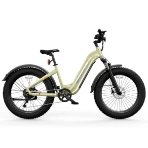 A white bicycle is parked on the ground