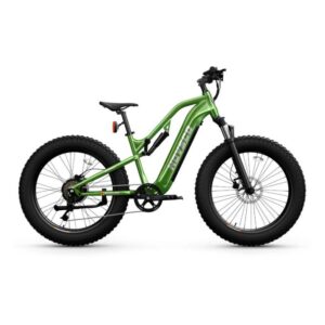 Green electric fat-tire bicycle side view
