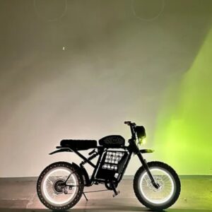 A black motorcycle is parked on the ground