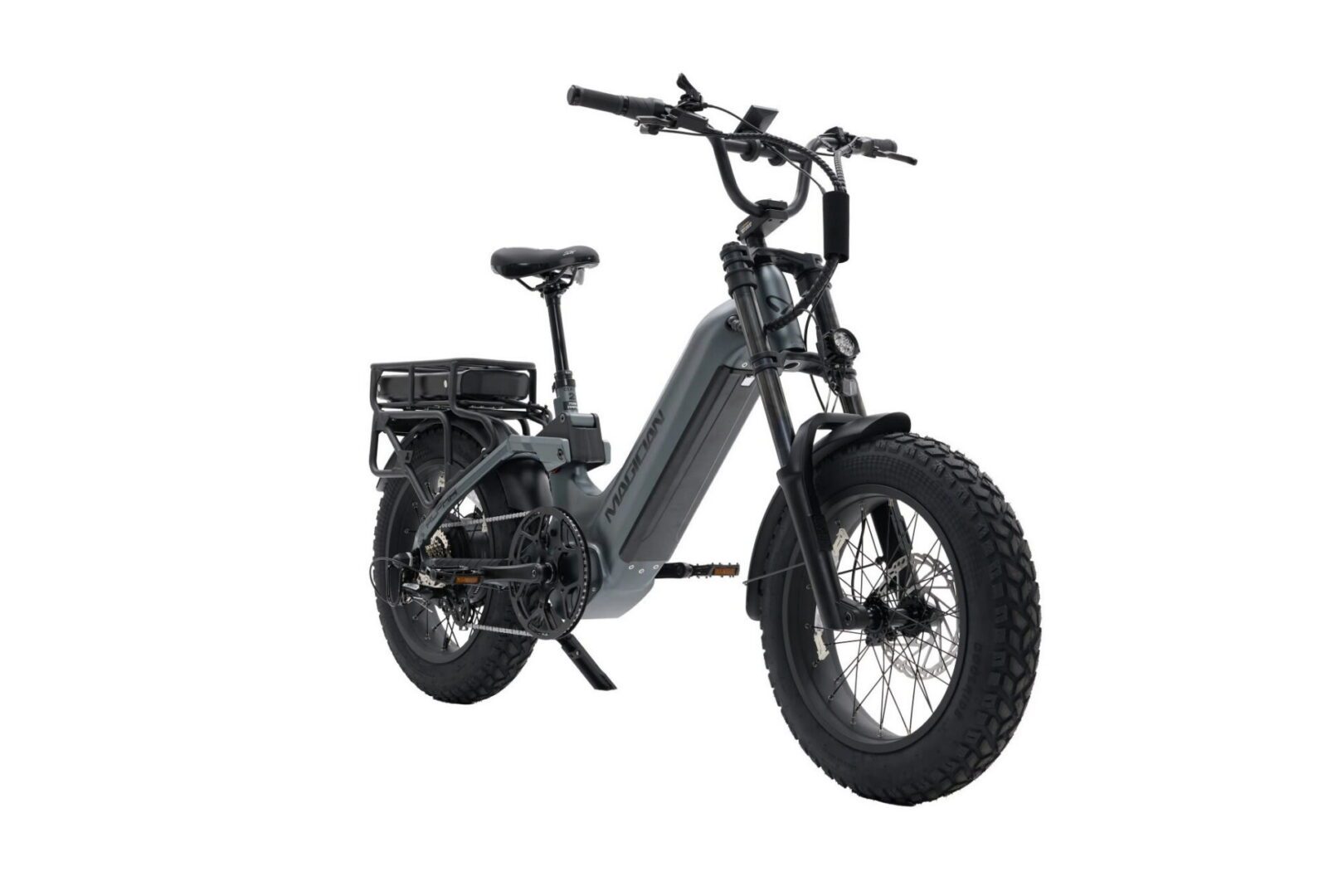 Electric fat-tire bike with rear rack
