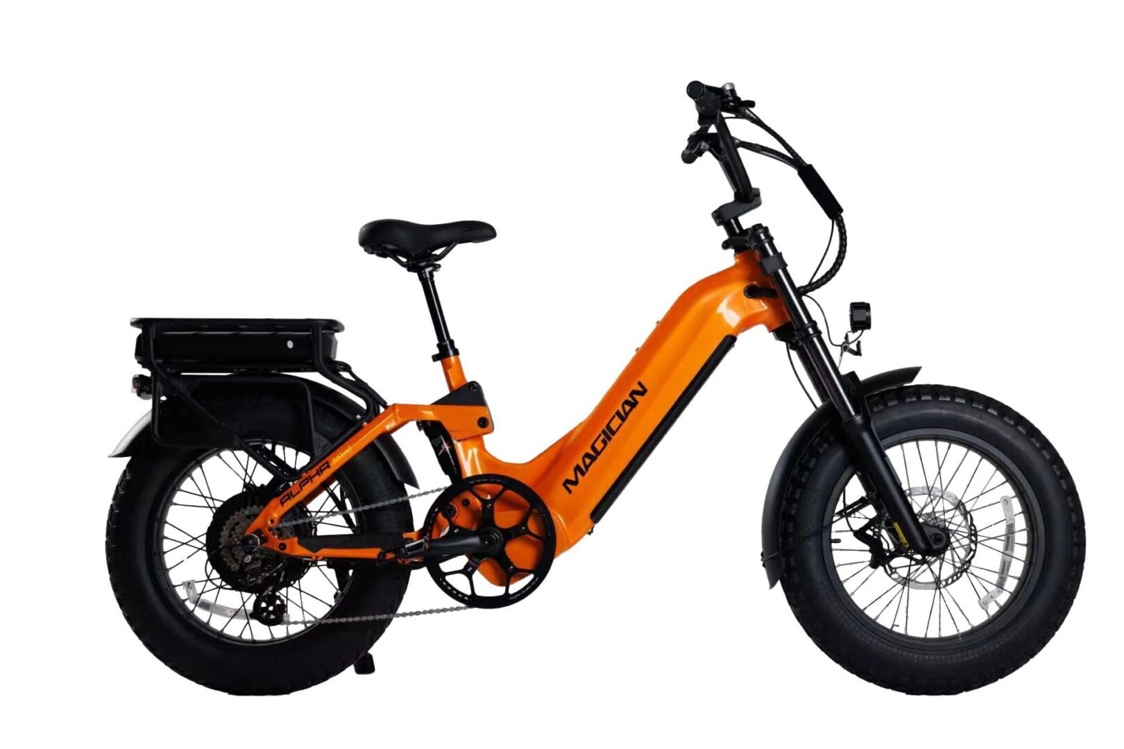 Orange electric fat-tire bike