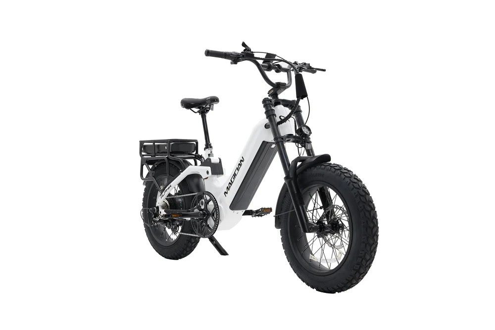 White electric fat-tire bike