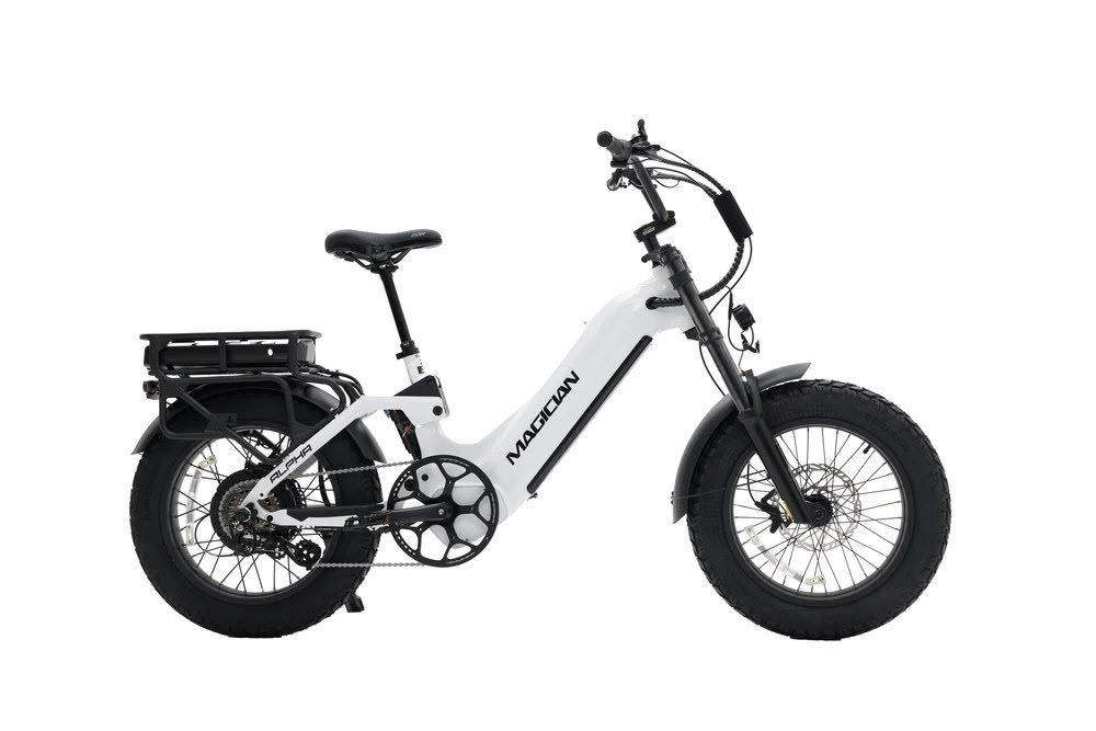 White electric fat-tire bicycle